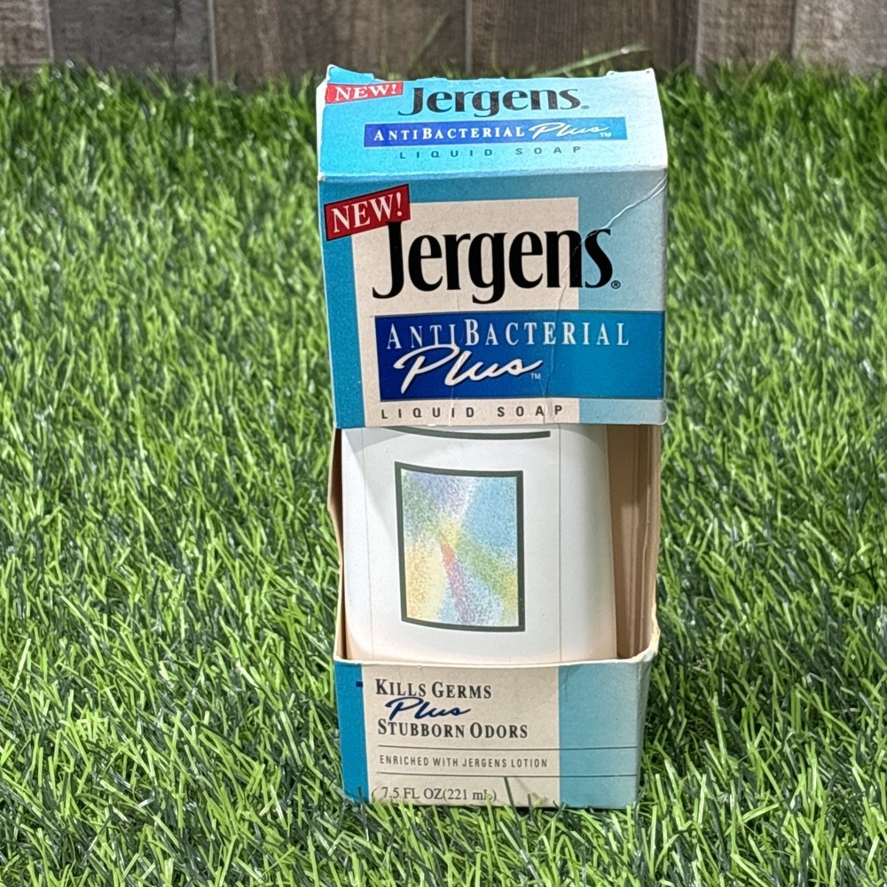 Vintage 1991 Jergens Antibacterial Plus Liquid Soap 7.5 oz NOS In Original Box